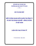 Luận văn Thạc sĩ Kinh tế: Mối tương quan giữa quản trị công ty và giá trị doanh nghiệp - Bằng chứng ở Việt Nam