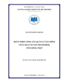 Luận văn Thạc sĩ Kinh tế: Hoàn thiện công tác quản lý tài chính công đoàn tại huyện Thanh Bình, tỉnh Đồng Tháp