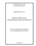 Luận văn Thạc sĩ Quản lý kinh tế: Quản lý nhân lực tại Cơ quan Kho bạc Nhà nước Việt Nam