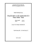 Luận văn Thạc sĩ Kinh tế: Chuyển dịch cơ cấu ngành kinh tế ở Thừa Thiên - Huế