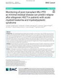 Monitoring of post-transplant MLL-PTD as minimal residual disease can predict relapse after allogeneic HSCT in patients with acute myeloid leukemia and myelodysplastic syndrome