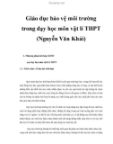 Sáng kiến kinh nghiệm Giáo dục bảo vệ môi trường trong dạy học môn vật lí THPT 