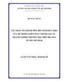 Luận văn Thạc sĩ Kinh tế: Các nhân tố ảnh hưởng đến tính hữu hiệu của hệ thống kiểm soát nội bộ tại các doanh nghiệp thương mại trên địa bàn tp. Hồ Chí Minh