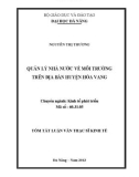 Tóm tắt luận văn Thạc sĩ Kinh tế: Quản lý nhà nước về môi trường tại huyện Hòa Vang - thành phố Đà Nẵng