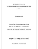 Luận văn Thạc sĩ Kinh tế: Ảnh hưởng của chính sách cổ tức đến giá cổ phiếu của các công ty trên thị trường chứng khoán Việt Nam