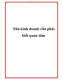 Nhà kinh doanh cần phải biết quan tâm