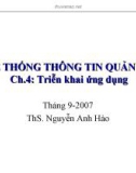 Bài giảng Hệ thống thông tin quản lý Chương 4: Triển khai ứng dụng - Th.S. Nguyễn Anh Hào