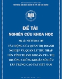 Đề tài khoa học: Tác động của quản trị doanh nghiệp và quản lý thu nhập lên tính thanh khoản của thị trường chứng khoán sở hữu tập trung cao tại Việt Nam