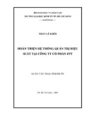 Luận văn Thạc sĩ Kinh tế: Hoàn thiện hệ thống quản trị hiệu suất tại công ty cổ phần FPT