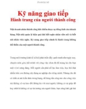 Kỹ năng giao tiếp Hành trang của người thành công