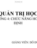 QUẢN TRỊ HỌC - CHƯƠNG 4: CHỨC NĂNG HOẠCH ĐỊNH