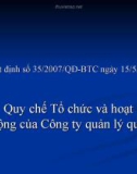 Quy chế tổ chức và hoạt động của công ty quản lý quỹ