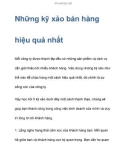 Những kỹ xảo bán hàng hiệu quả nhất